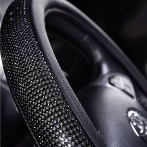 Elegant Black Rhinestone Steering Wheel Cover